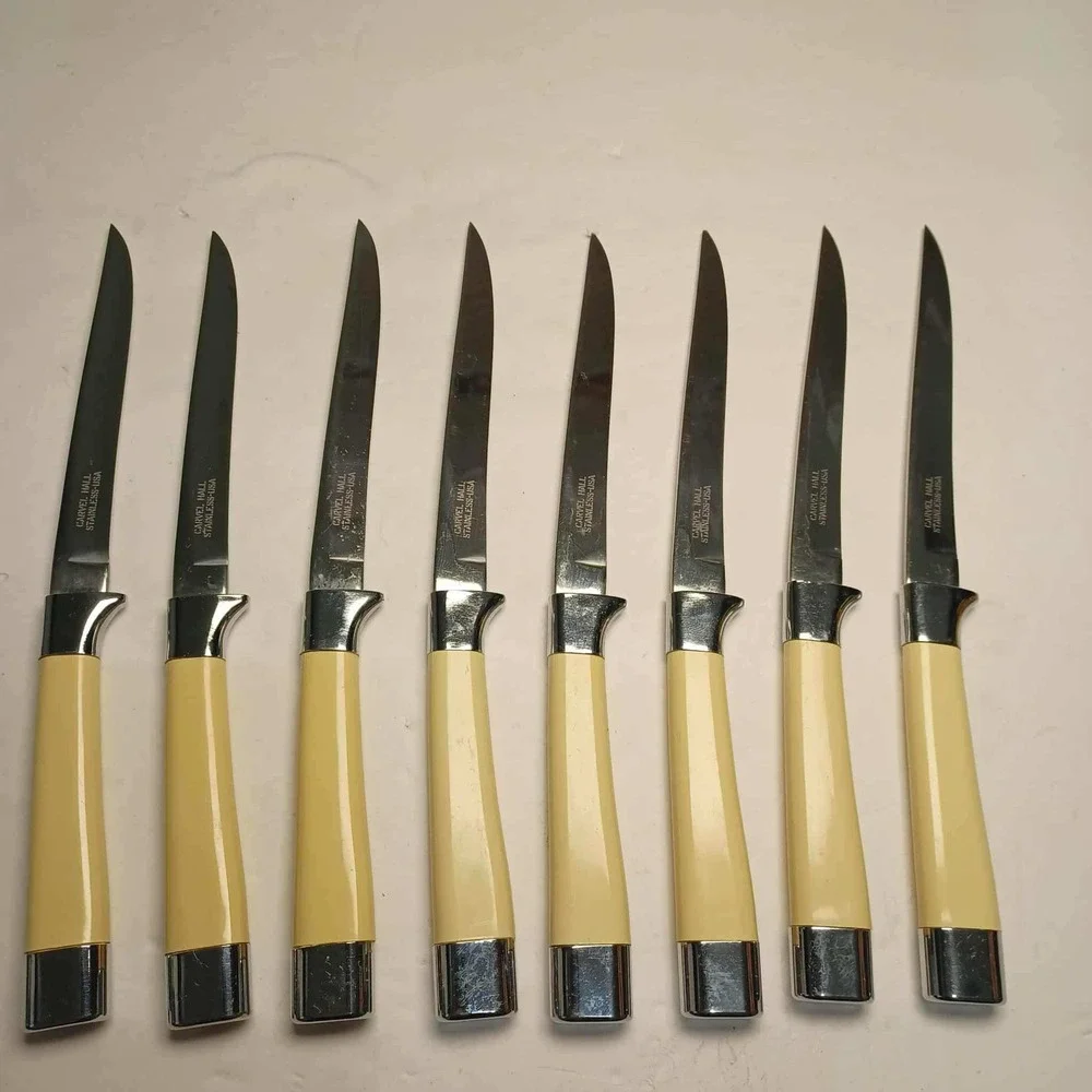 Vintage Carvel‎ Hall Stainless USA Steak Knives Set of 8 Dinner Knives MCM
